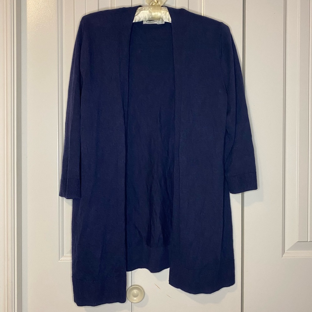 Reitmans Essentials Navy Open Front Cardigan with 3/4 Sleeves - Picture 2 of 6